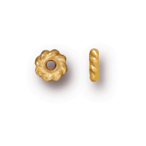 Rondelle Twist Bead Flower Flash Gold Metal 4.5x1mm (10)