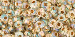 cc994 - Toho magatama beads 3mm gold lined rainbow crystal (10g)