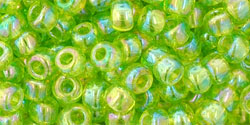 cc164 - toho beads 6/0 transparent rainbow lime green (10g)