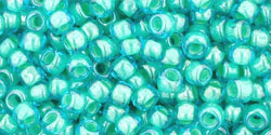 cc954 - Toho beads 8/0 aqua/light jonquil lined (10g)