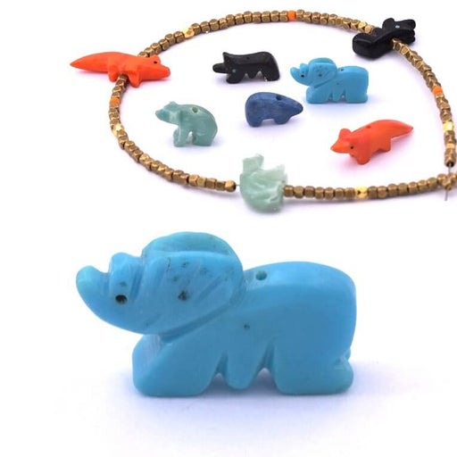 Buy Resin bead Turquoise rhino shape 20x13mm - Hole: 0.5mm (1)