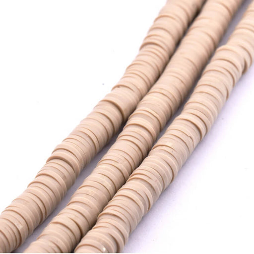 Heishi bead 6x0.5-1mm - beige polymer clay (1 strand - 45cm)