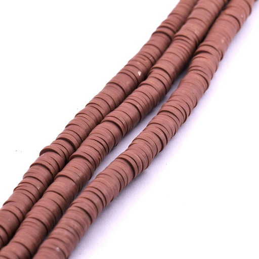 Heishi bead 6x0.5-1mm - cappuccino brown polymer clay (1 strand - 39cm)