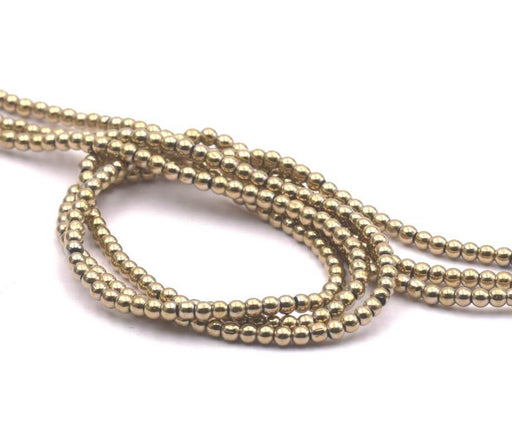 Beads Round Glass Antique Gold 2.5mm, 1mm Hole (1 strand)