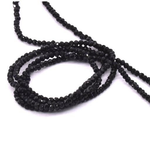 Buy Glass Round Beads Faceted Black 2mm Hole: 0.5mm (1 strand)
