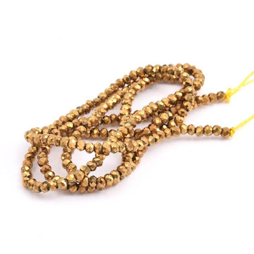 Buy Glass Bead Faceted dark gold,Rondelle 2mm - Hole: 0.5mm (1strand-35cm)