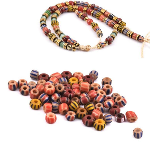 Round Glass beads Ethnic Mix Terracotta 5x4mm (20cm-5.5g)