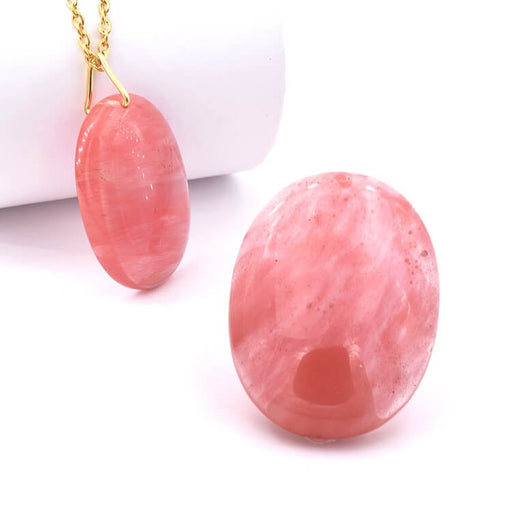 Buy Strawberry Quartz Glass Oval Pendant 46x34mm - Hole: 1.2mm (1)