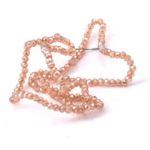 Glass Rondelle Faceted Beads Champagne Beige AB - 2.5mm (1strand-39cm)