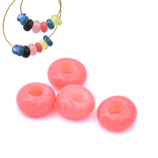 Ethnic glass donut wheel bead - milky pink 6-7mm (4)