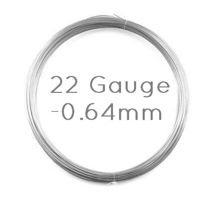 Metallic Wire 22 Gauge-0.64mm in Sterling Silver (50cm)