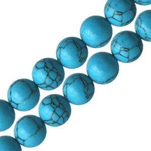 Reconstructed turquoise round beads 10mm strand (1)
