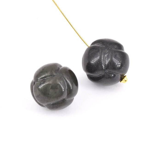 Bead carved knot Obsidian 19mm (1)