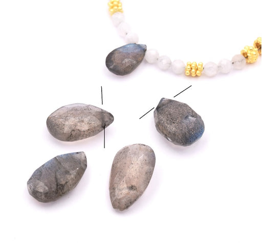 Labradorite Drop Faceted Bead Pendant 9-13x6-7mm- Hole: 0.7mm (1)