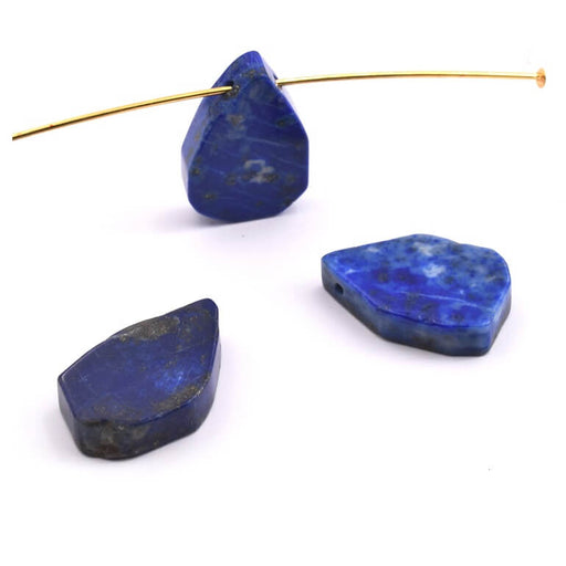 Drop Pendants Flat Natural Lapis Lazulis - 20mm - Hole: 1mm (2)