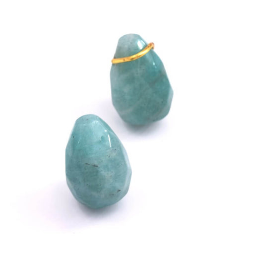 Drop Bead Pendant Faceted Amazonite -14x9mm Hole: 0.8mm (1)