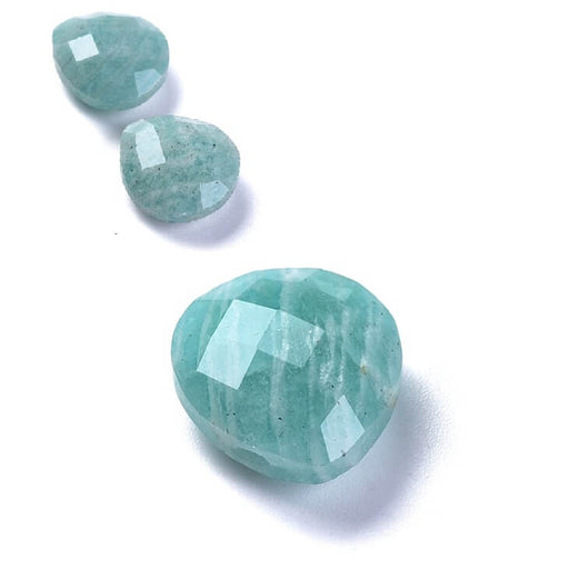 Drop Bead Pendant Flat Faceted Amazonite 14x13mm Hole: 0.8mm (1)