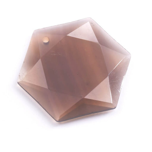 Pendant Faceted Hexagon Gray Agate 35x30mm - Hole: 1.5mm (1)