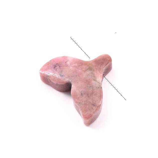 Whale Tail Pendant Carved Rhodonite 15x13mm - Hole: 1mm (1)