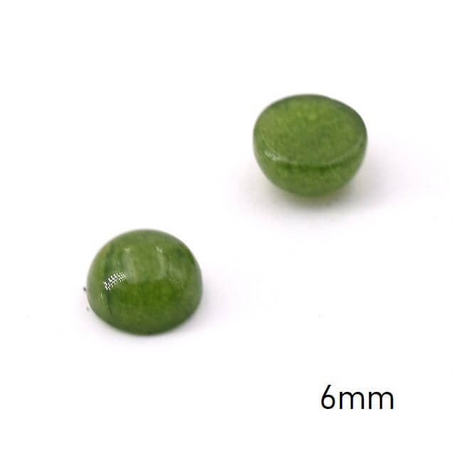 Round Cabochon Green Dyed Jade - 6mm (2)