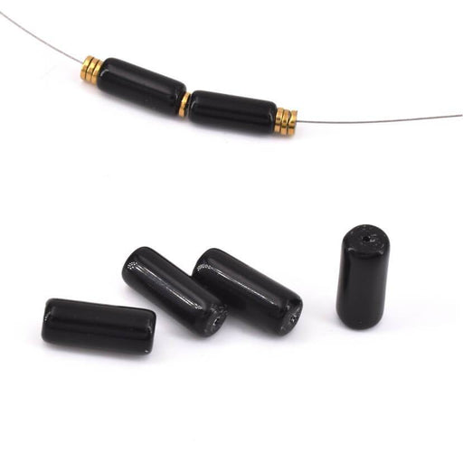 Obsidian beads Tube Cylinder 15x5mm - 0.9mm hole (5)