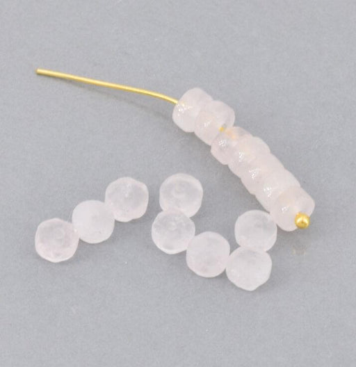 Heishi Beads WHITE Quartz 4x2mm - 0.7mm hole (10)