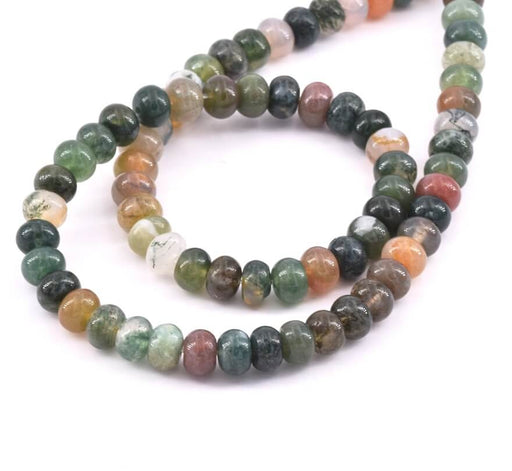 Indian Agate Rondelle Beads 6x4mm - Hole:1mm - (1 strand 39cm)