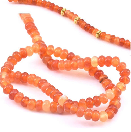 Carnelian Rondelle Beads 6x4mm - Hole: 1mm, 40cm (1 strand)