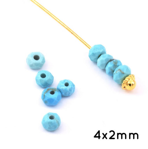 Turquoise Howlite Beads Faceted Rondelles 4x2mm - Hole: 0.5mm (10)