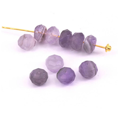 Amethyst Beads Faceted rondelle 8x5mm - Hole: 1mm (5)