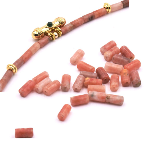 Beads Cylinder tube 6x3mm Pink Jasper - hole: 0.5mm (29)