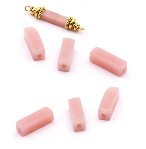 Buy Perles Rectangles Cubes Opale Rose 14x4mm - Trou : 0.9mm (6)