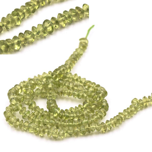 Buy Heishi Beads Bicone chips Peridot  4mm, Hole 0.5mm (1 strand)