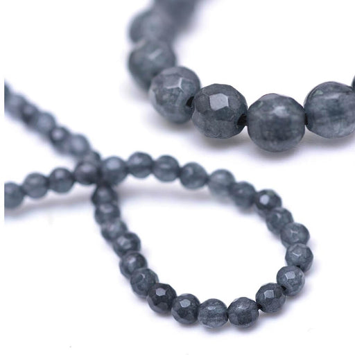 Round Faceted Bead Jade Gray Blue dyed - 3mm - hole: 0.8mm (1)