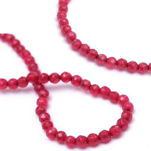 Round Faceted Bead Jade Raspberry Red dyed - 3mm - hole: 0.8mm (1)
