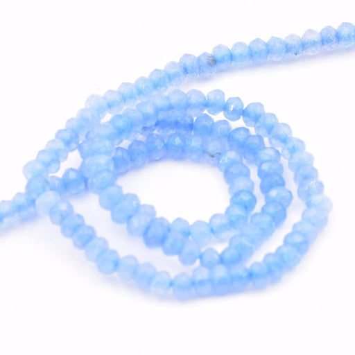Natural Jade Dyed faceted rondelle light Blue 3x2,5mm - hole:0,7mm (1 strand)