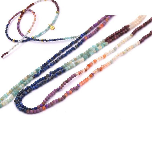 Mix n°2 Gems Faceted Round Beads 1.8- 2mm - Strand 38cm (1 Strand)