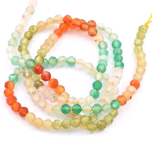 Round Beads Faceted Gems in Mix n°5 3mm - Hole: 0.7mm (1 Strand-38cm)
