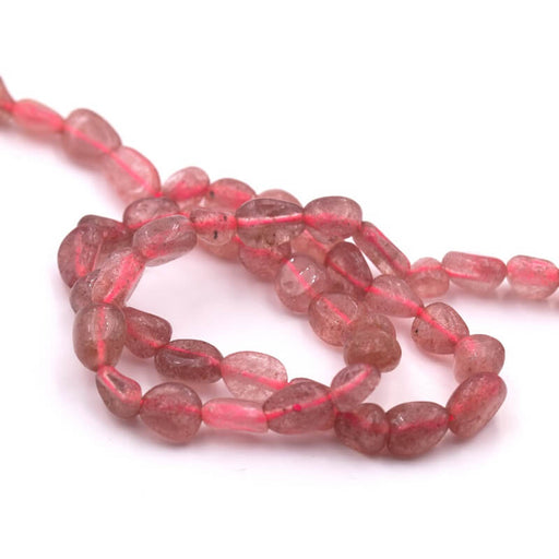 Beads Rounded Nugget Strawberry Quartz - 5-9x4-7mm - Hole 0.8mm (1Strand-38cm)