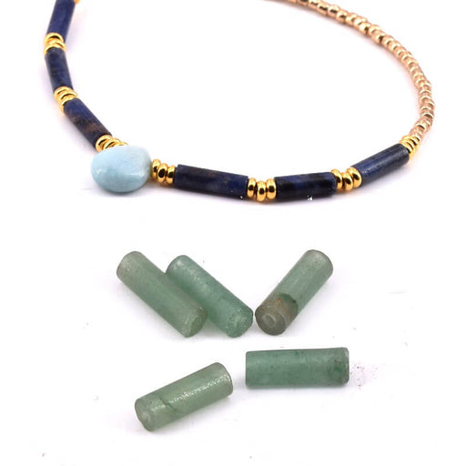 Cylinder Beads Green Aventurine 10x3mm - Hole: 0.8mm (5)