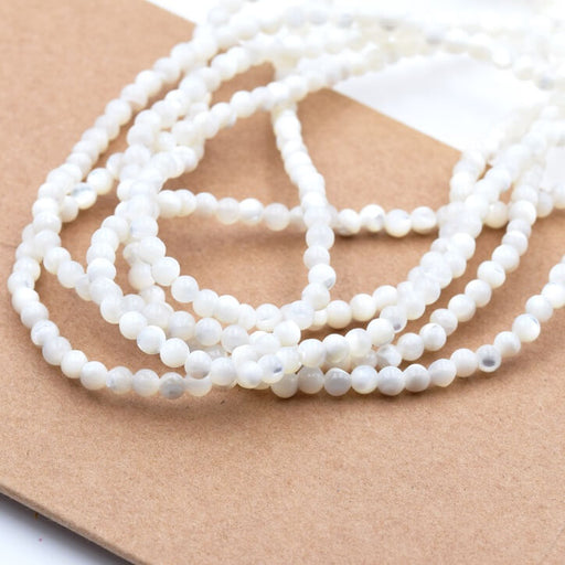 Natural White Shell Mother of Pearl Round Beads 3.5mm - Hole: 0.5mm (1strand-39cm)