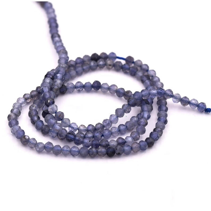 Round Beads Faceted Natural Iolite - 2.5mm - Hole: 0.4mm (1 strand-39cm)