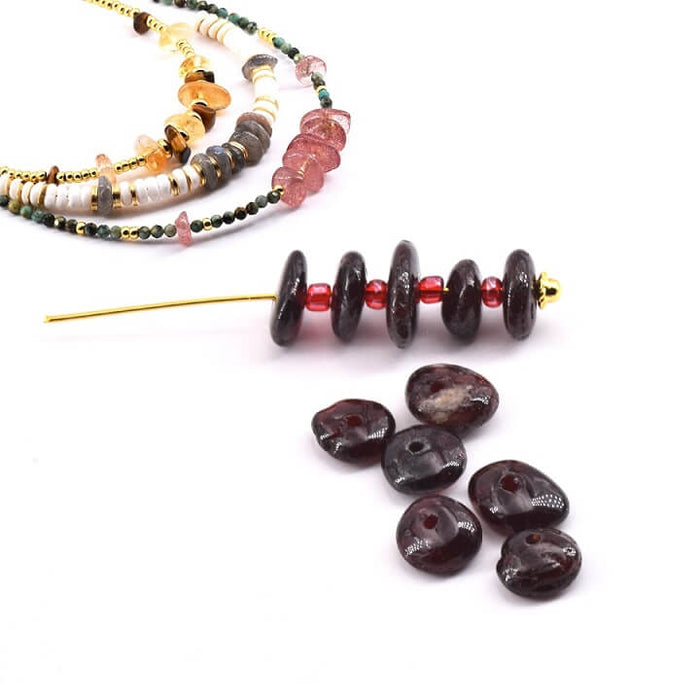 Heishi Beads slice Polished Garnet 15-8x2-4mm (10)