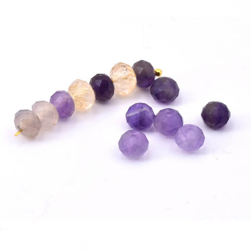 Buy Rondelle Beads Faceted Matte Amethyst - 6x4mm - Hole: 0.8mm (10)
