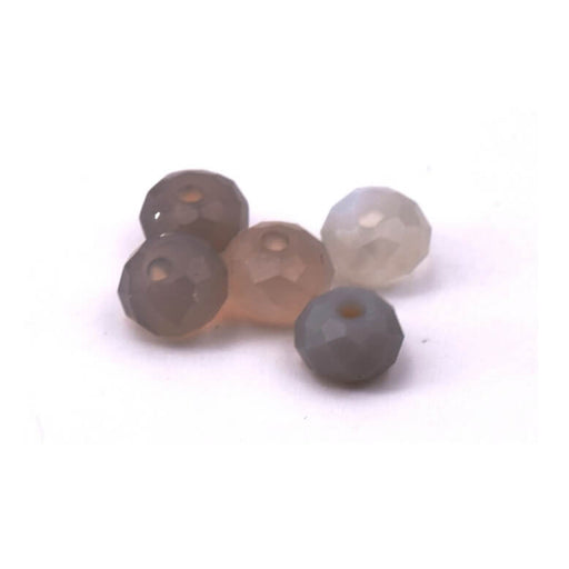 Rondelle Beads Faceted Gray Agate - 6x4mm - Hole: 0.8mm (5)