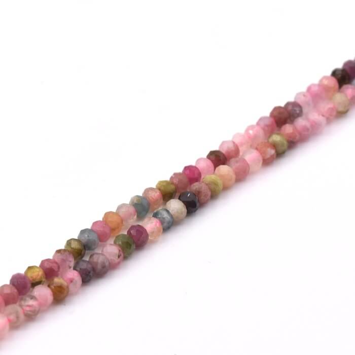 Rondelle Beads Faceted Tourmaline - 3x2mm - Hole: 0.8mm (1 Strand-39cm)