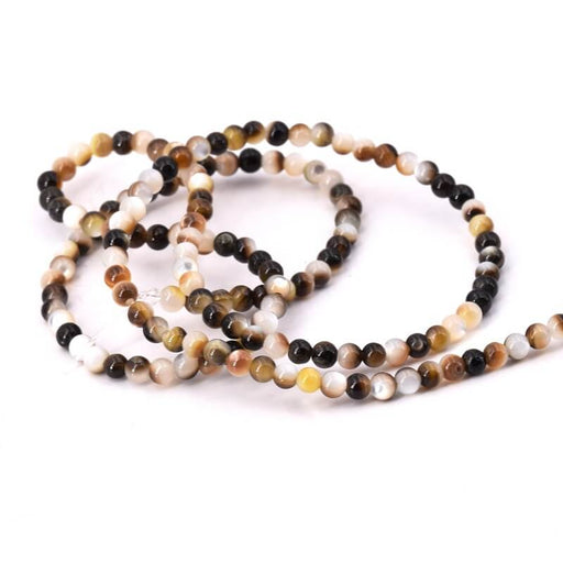 Round Bead Natural Black shell 3mm - Hole: 0.6mm (1 Strand-35cm)