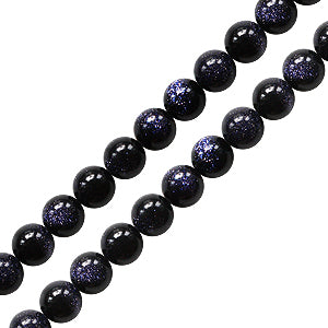 Blue goldstone round beads 4mm strand