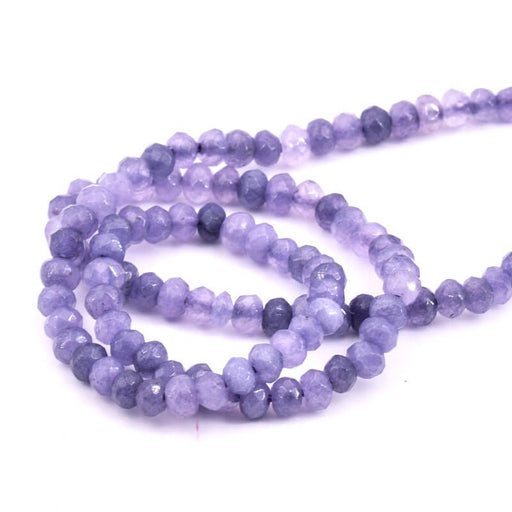 Buy Rondelle Beads Faceted Jade Dyed Lilac - 4x2.5mm - Hole: 1mm (1 strand-34cm)