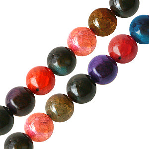 Multicolour fire agate round beads 6mm strand (1)